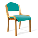 Nautilus Designs Tahara Stackable Conference/Visitor Chair Without Arms Aqua Fabric Padded Seat & Backrest and Beech Frame - DPA2070/BE/AQ DD